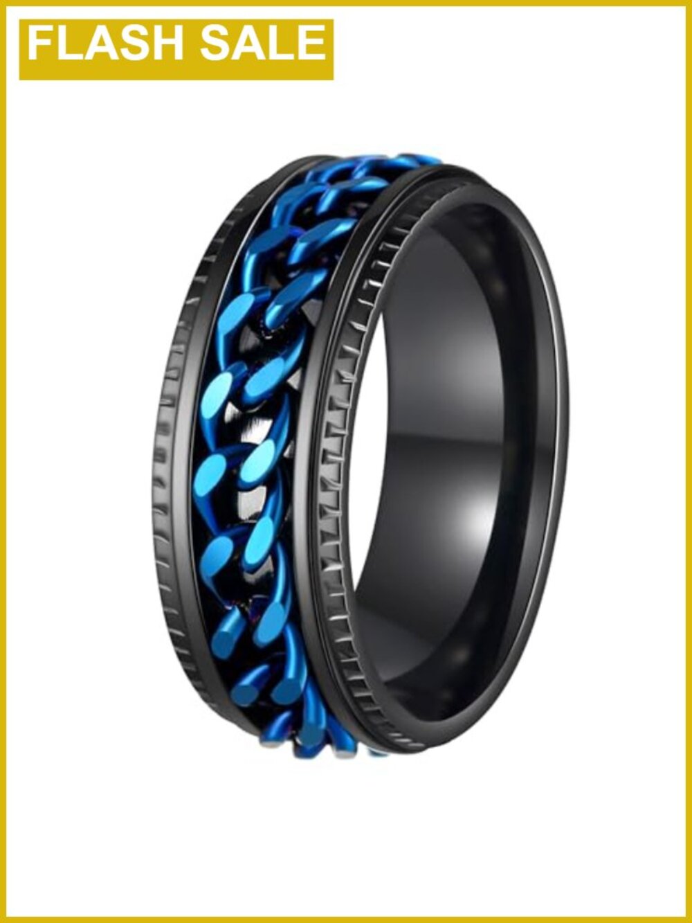 Mens Titanium Stainless Steel Fidget Spinner Ring Anxiety Relief